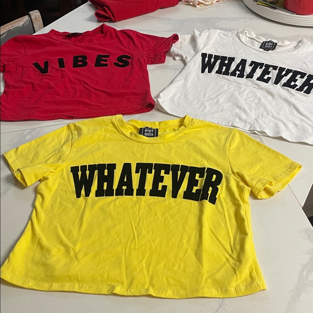 Bundle of 3 Vibes Riot Queen Yellow Cropped Tops
